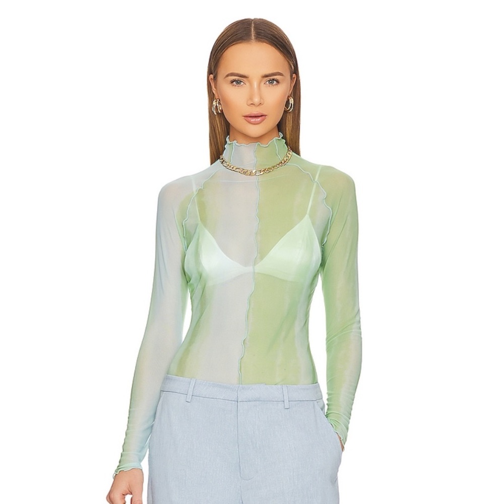 NWOT Significant Other green sheer top. Size 2/XS.